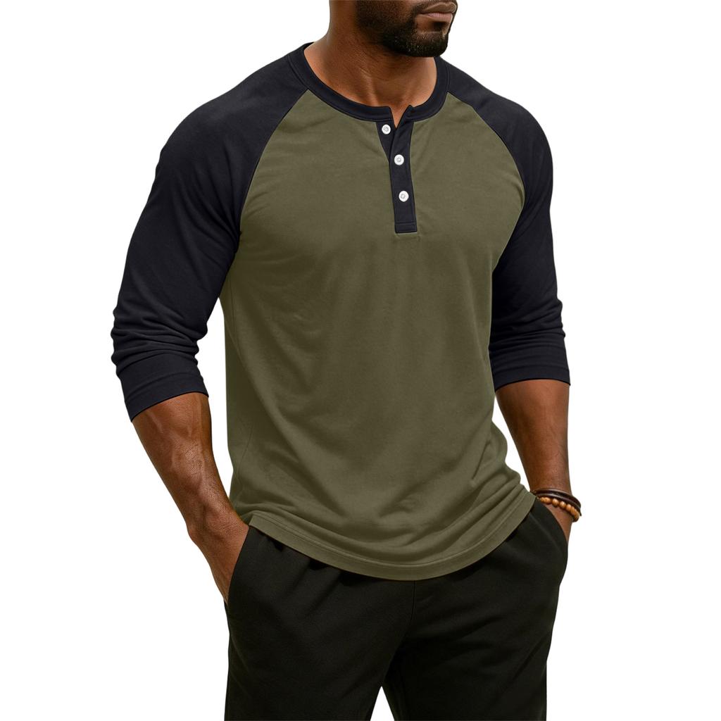 Men's Raglan Sleeve Three-quarter Sleeve Top