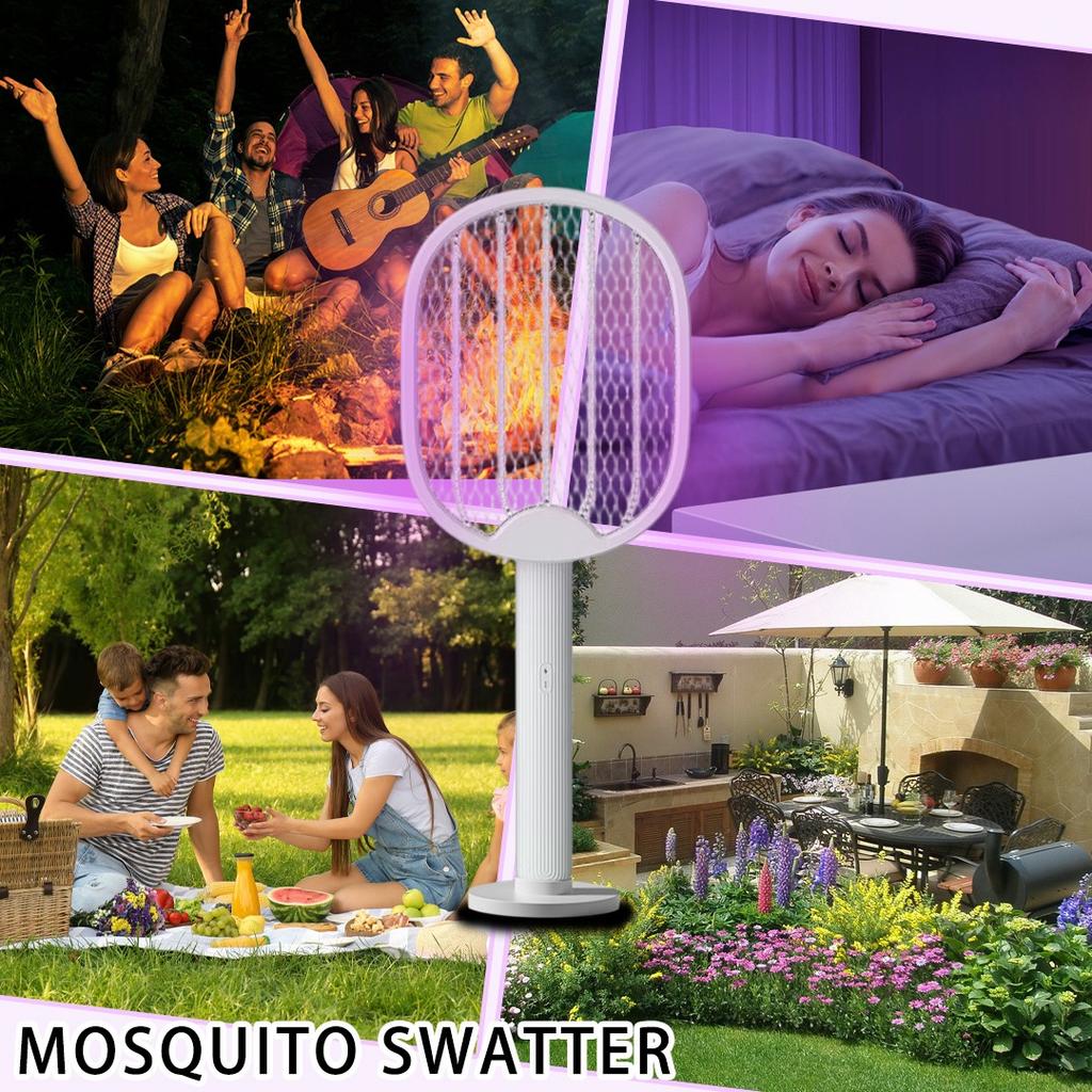 Foldable Electric Mosquito Killer Fly Swatter Trap USB Rechargeable Mosquito Racket Insect Killer with UV Light Bug Zapper