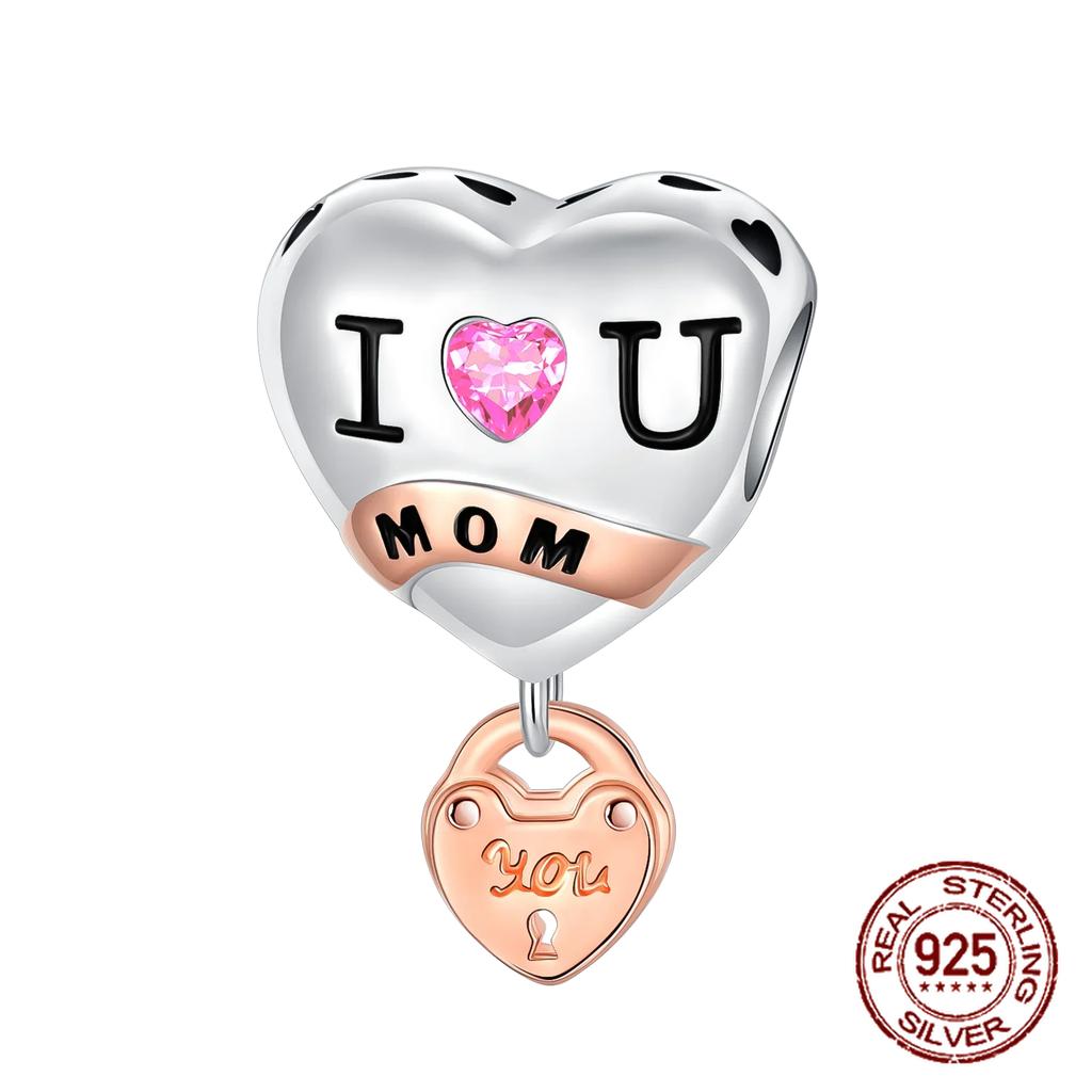 Copper Love Mom Family Daisy Pendant Charms Beads Fit Original Bracelets Fine Diy Jewelry For Women Gift