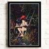 Hayao Miyazaki Film Oil Painting Poster Japanese Anime Kiki's Delivery Service Picture Living Room Children's Room Art