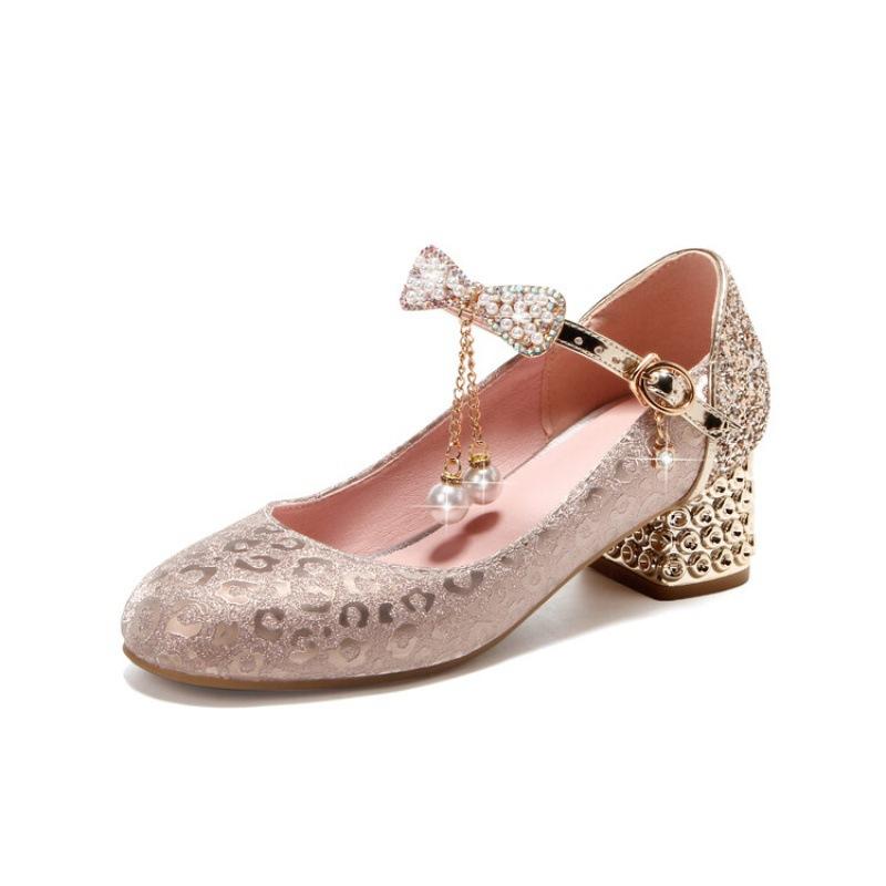 Summer children's sandals women's new student high-heeled princess shoes solid color rubber sole bag head medium and older children's girls' sandals