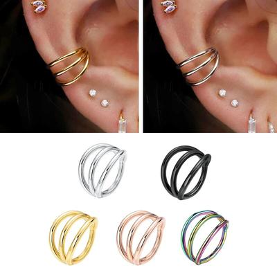 316L Chirurgisch staal Segment Tragus Helix Kraakbeen Oorbel Neusring Septum Clicker Conch Drie Lagen Neusgat Piercing Sieraden