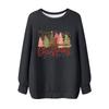 Ladies' Christmas Printed Round Neck Long Sleeved T-shirt Sweatshirt Top