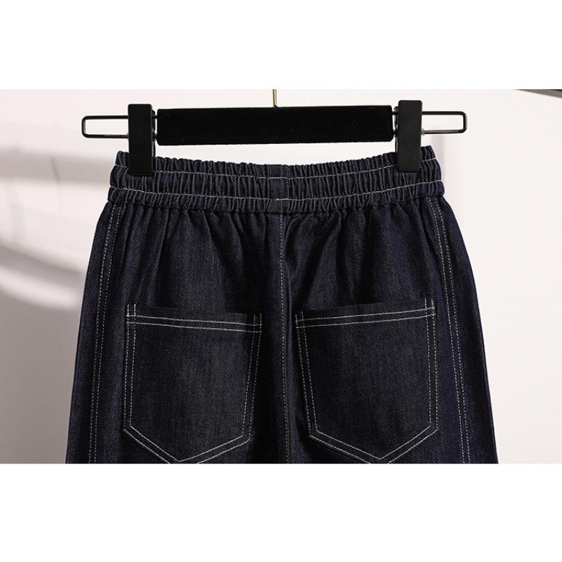 DIMANAF 2025 Plus Size Spring Jeans Long Harem Pants Elastic Women Casual Trousers Basic Loose High Waist