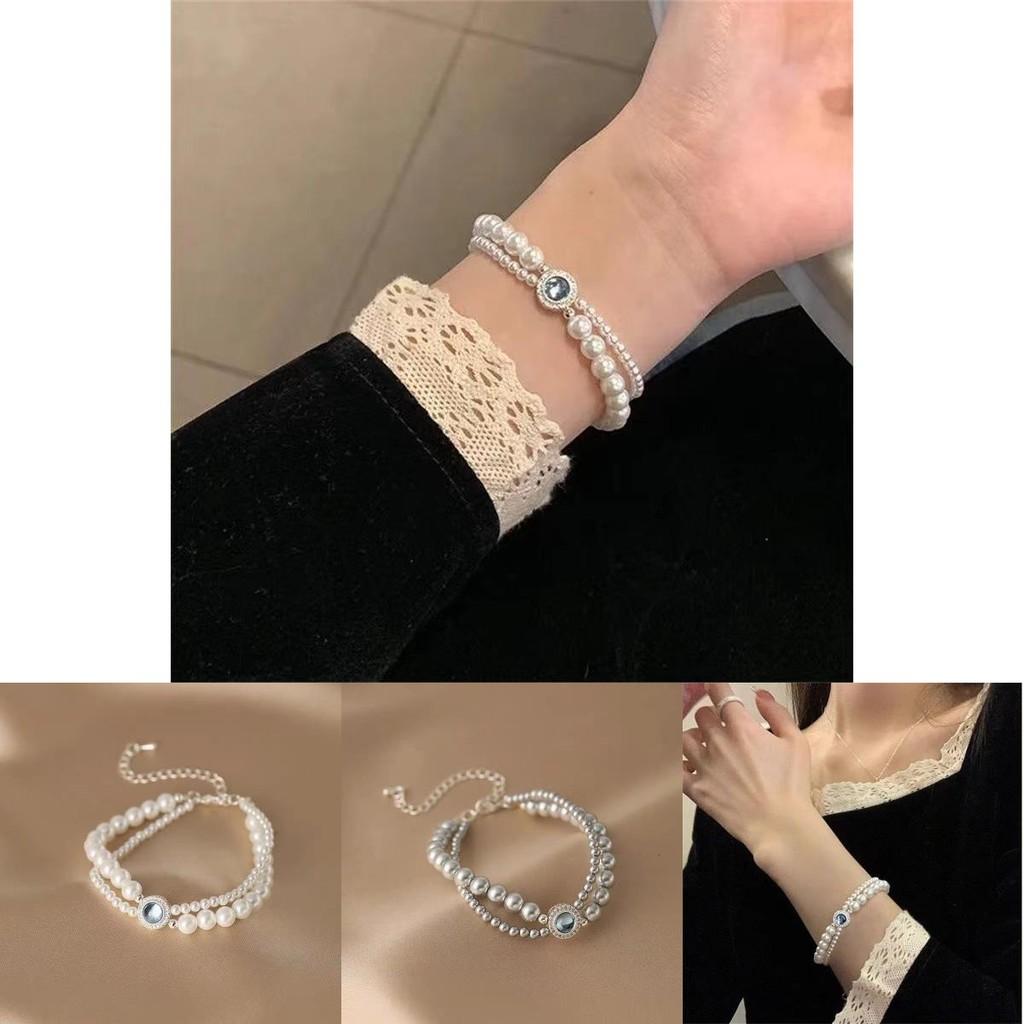 Luxurious Double Layer Pearl Bracelet For Women With Retro Court Style