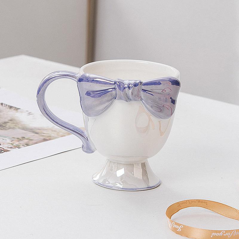 Japanische Schleife Keramik Eisbecher Mädchenherz hoher Fuß Dessertbecher hochwertiges Design Nischengeschenktasse