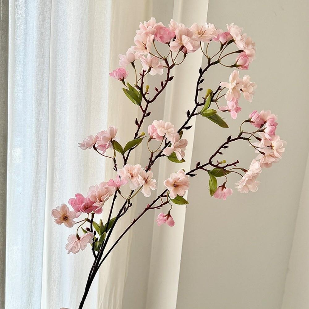 Pink Artificial Sakura Flower Decorative Silk Artificial Faux Plants Long Branches Peach Fake Cherry Blossoms