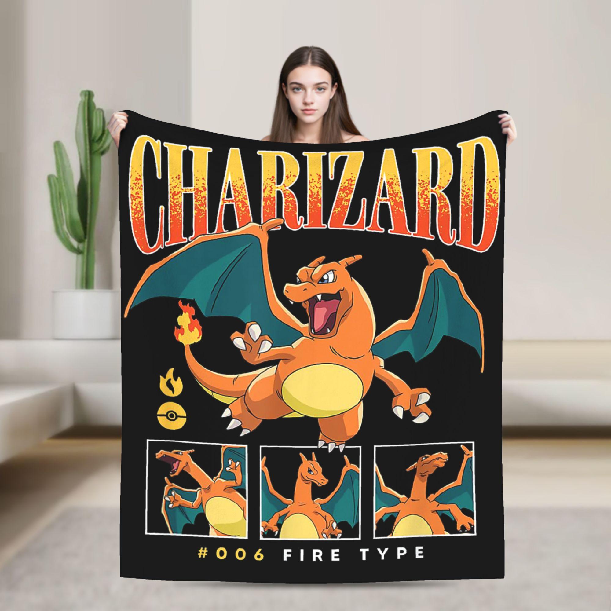 

Cool Dragon Charizard Cartoon Blanket Velvet Air Conditioning Poke-Mon Portable Soft Throw Blanket for Bedding Couch Rug Piece 75x90cm