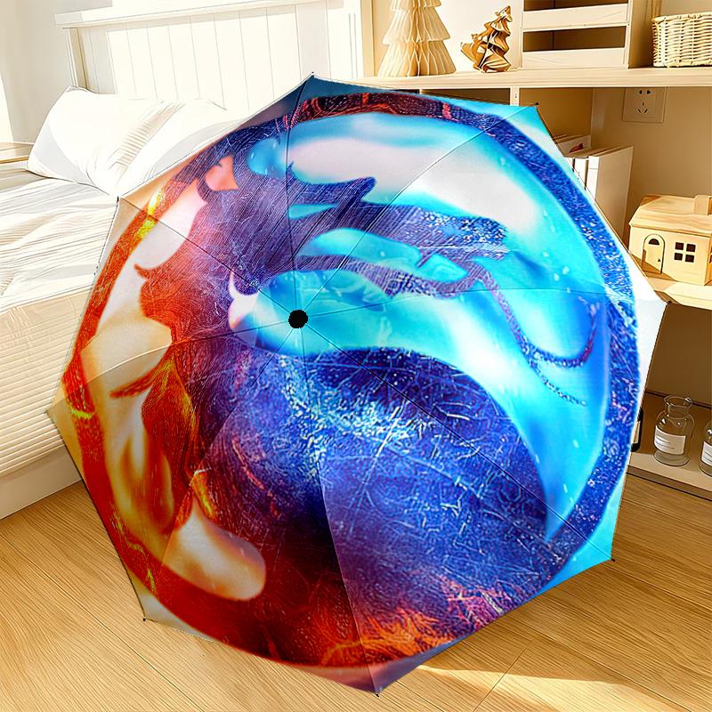 Kombat Dragon In Flames Umbrella 8-Frame for Travel, camping, Casual Lightweight Portable Umbrella, Essential for every family Holidays Gift