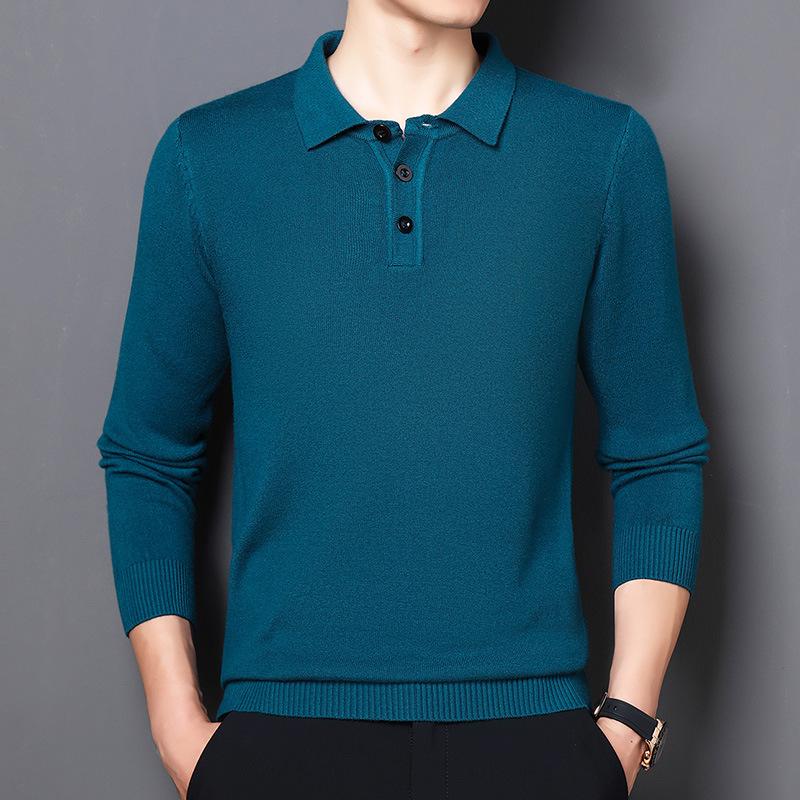 Autumn And Winter Lapel Sweater Medium And Thick Non-Fading Men'S Breathable Long-Sleeved Sweater