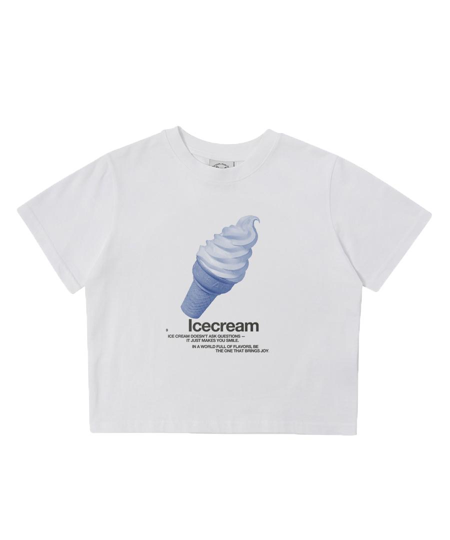 Match Glove Ice Cream Crop Top (White) Dark Gray/Free
