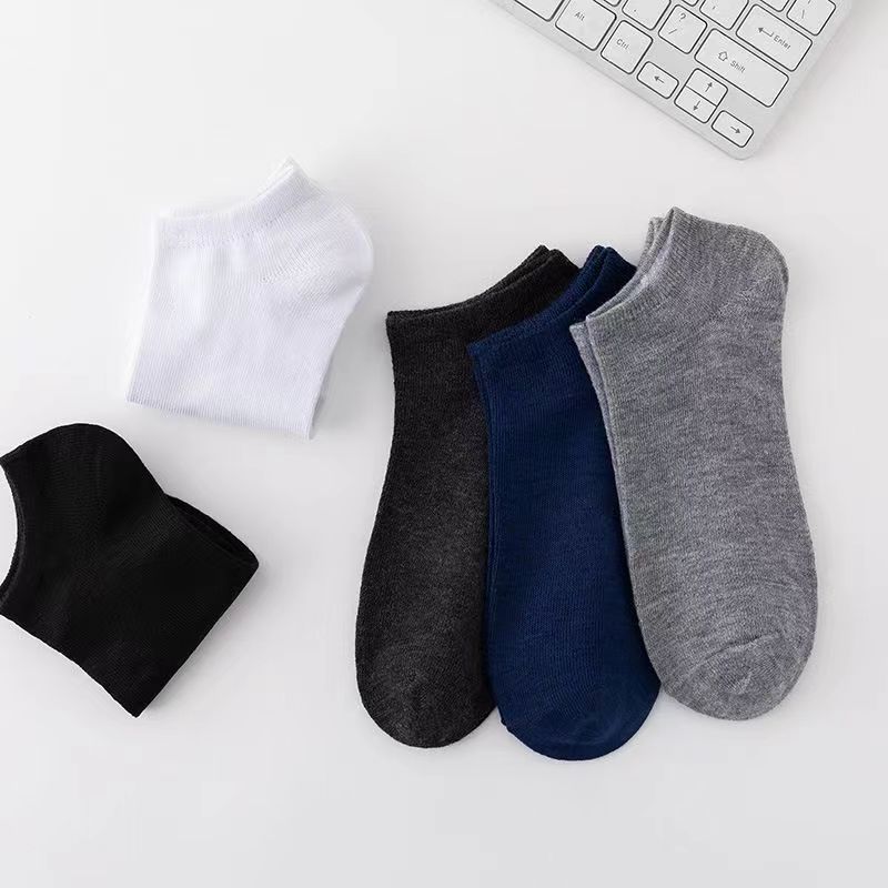 Men's Spring and Summer Thin Leisure Sports Soft and Comfortable Low Top Solid Color with Shallow Mouth Short Cotton Socks