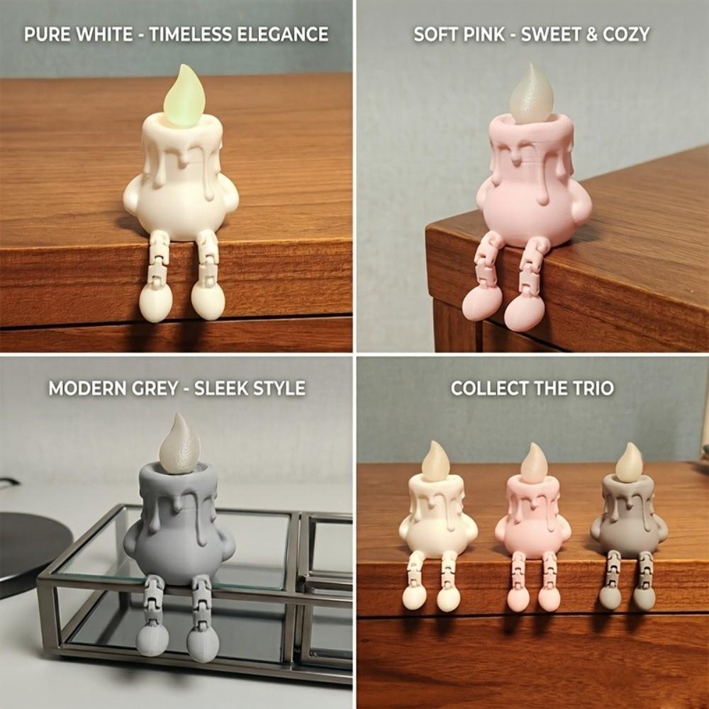 Luminous 3D Printed Candle Figurine Novelty Candle Figure Ornament Desktop Decor