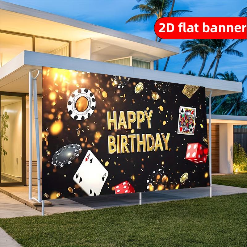 2D flat banner modern minimalist style birthday party banner designed with poker dice pattern party decoration background clot