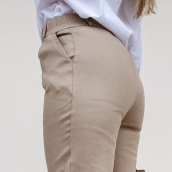 Women Bodycon Pants Solid Color Pockets Spring Autumn All Match Ankle Tied Cropped Pants for Daily Wear