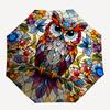 1pc Stained Glass Owl Automatic Folding Umbrella - 8-Rib Compact Travel Umbrella Durable & Portable for Outdoor Use, Perfect Gift for Birthdays150
