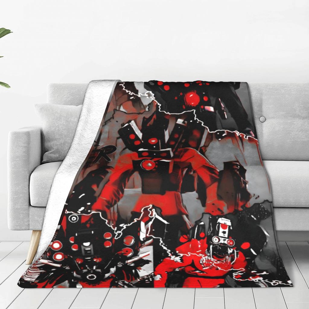 Skibidi Toilet Speakerman Fleece Throw Blanket Funny Humor Cartoon Blanket for Home Bed Super Soft Plush Thin Quilt Portable