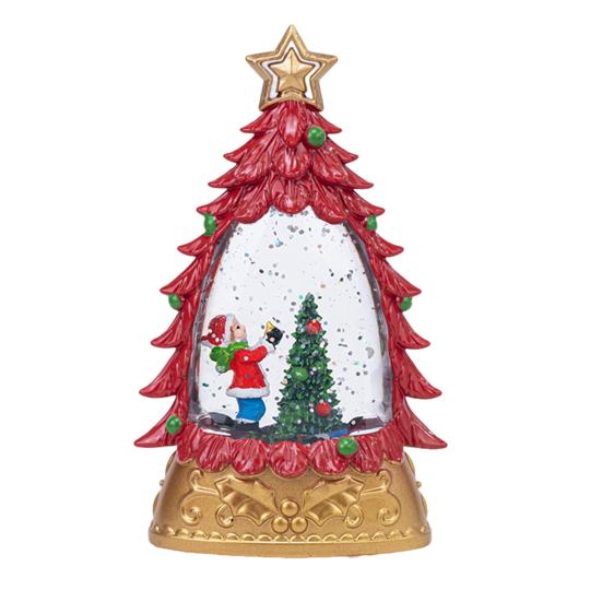 Christmas Snow Ball Lantern Lighted Santa And Christmas Tree Scene Glittering Water Snow Ball Decoration for Home Desktop Decor
