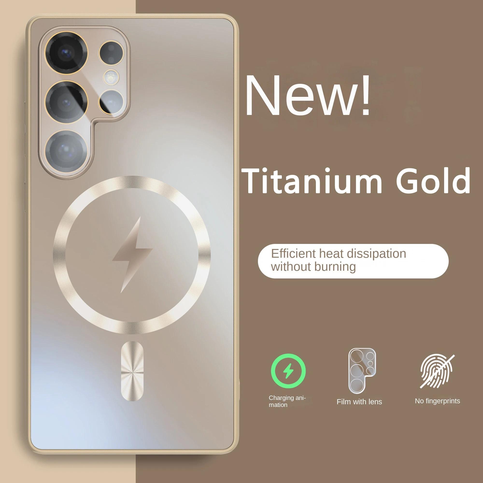 

Ультратонкий матовий магнітний чохол AG для Magsafe для Samsung Galaxy S25 S24 S23 Ultra Plus Захисник скляної лінзи Ударостійка кришка For S24 Ultra