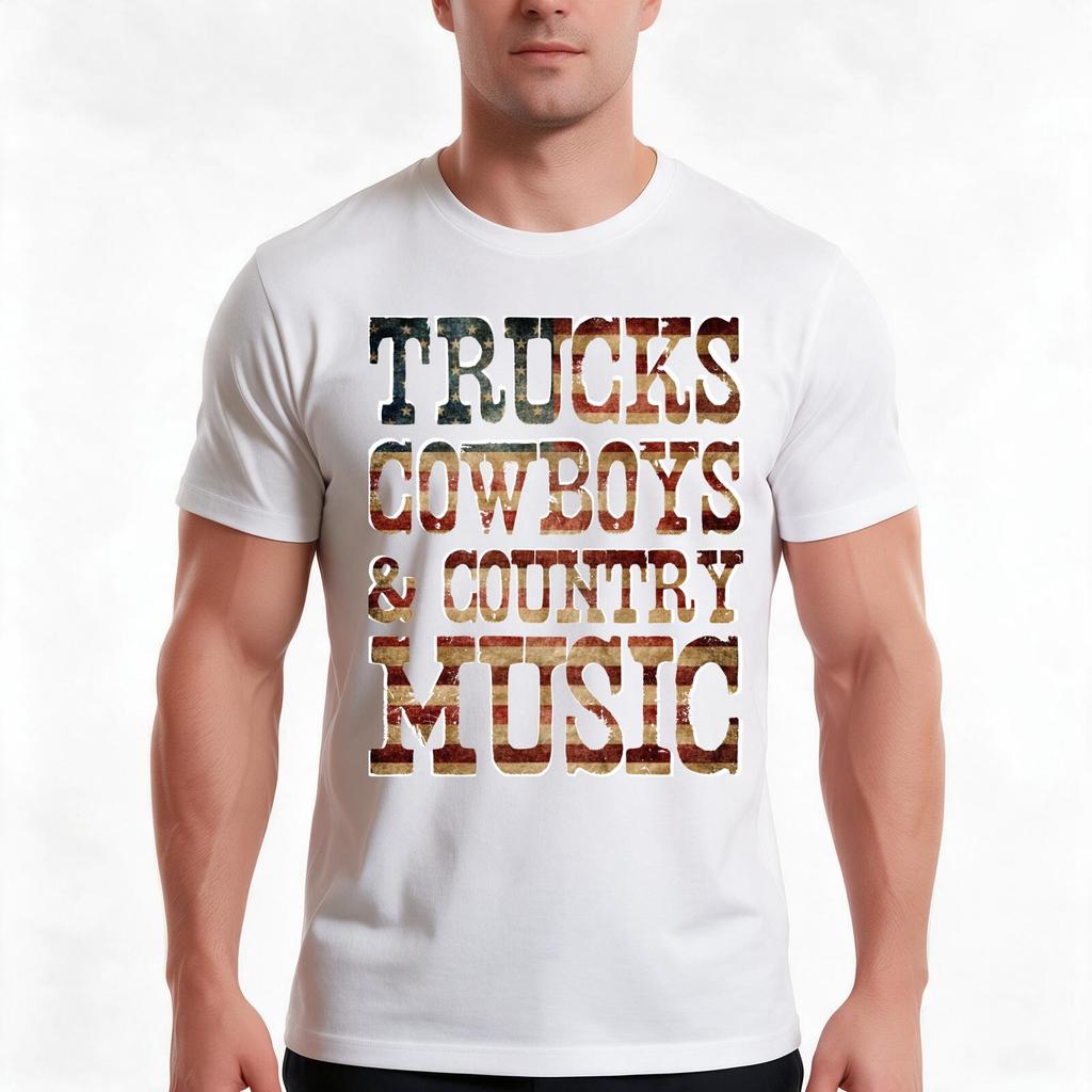 Trucks Cowboys Country Music Tshirt Summer Casual Cotton Tee Oversized Streetwear Tops Vintage Graphic Print 100 Cotton