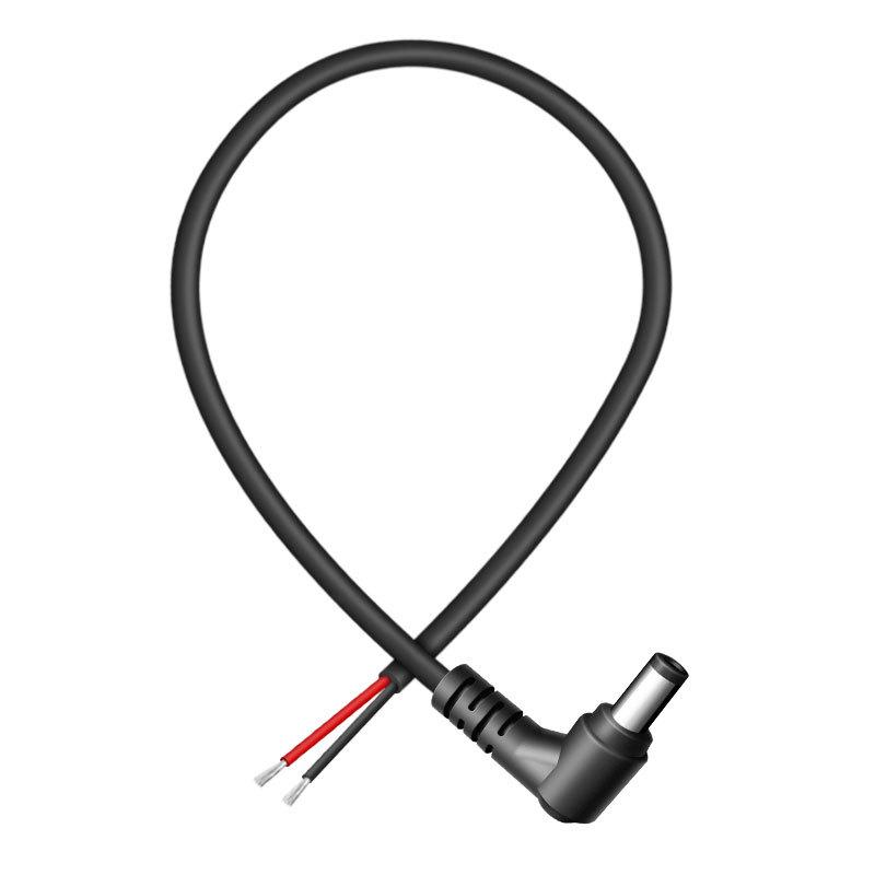 DC5525 Drát pro ladičkové vidlice ve tvaru L, pocínovaný holý konec, 18 AWG, 0,3/0,5 m, černý