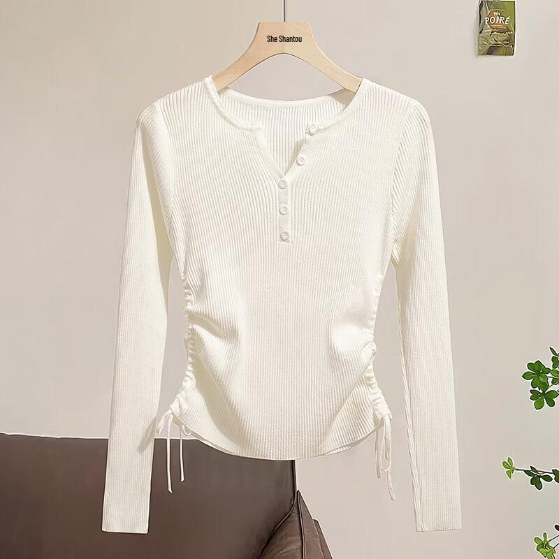 Women s Drawstring Waist Long Sleeve Knit Top One Size
