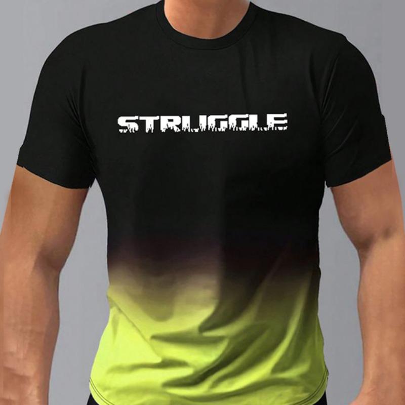 Men's T-Shirt Gradient Style "Whatever" Pattern Print Men's Comfy Chic T-shirt Short Sleeve Quick Drying Oversized Clothing Tops