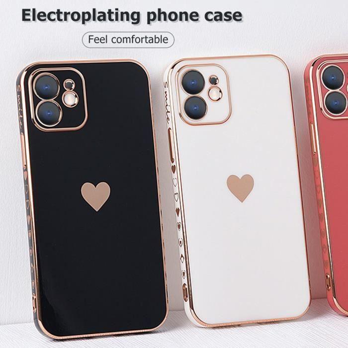 Coque Collier Cordon - PROSHOP - iPhone 12 - Noir - Motif Coeur - Souple