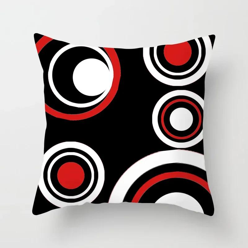 Housse de coussin géométrique rougeHousse d'oreiller Décoration Canapé Polyester Maison