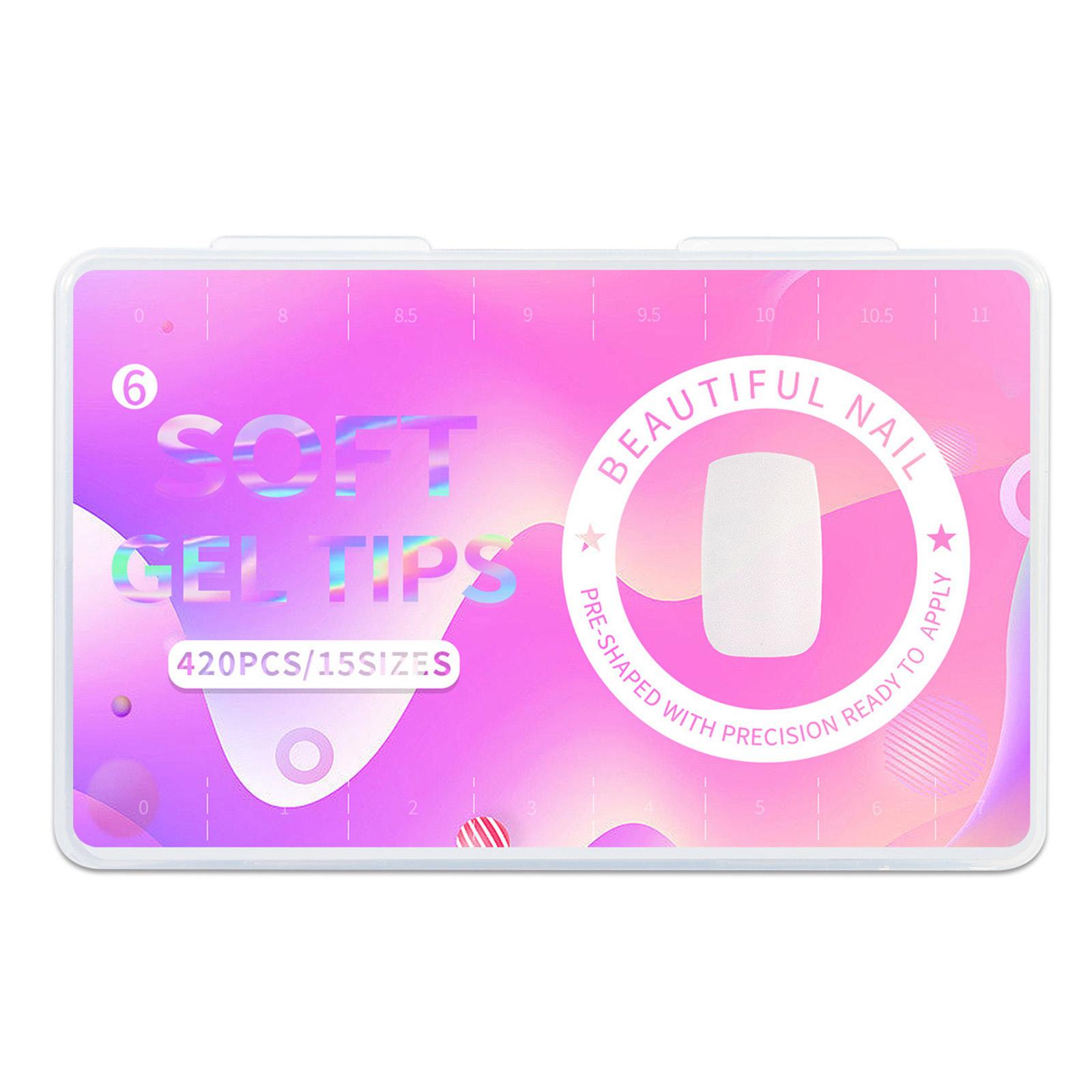 

420 шт., мягкие гелевые кончики, полное покрытие, матовые накладные ногти, накладные ногти, для замачивания ногтей 6