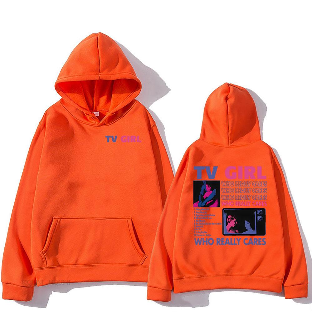 Hip Hop Streetwear TV Girl Who Really Cares Sweatshirts Winter Fleece Graphic Hoodies Long Sleeve Casual Men/Women Sudaderas