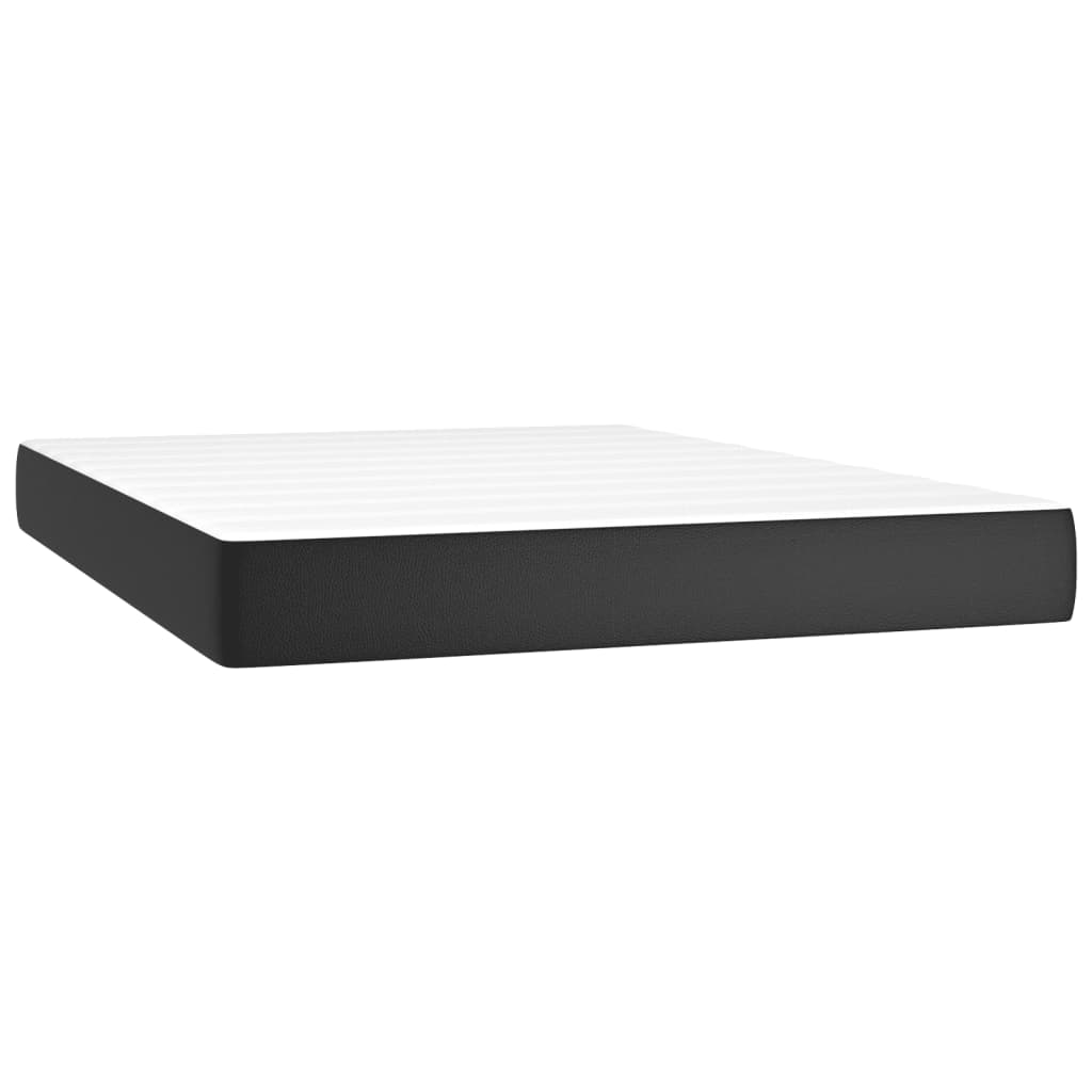 Box Spring Bed with Mattress Black 140 x 190 cm Faux Leather