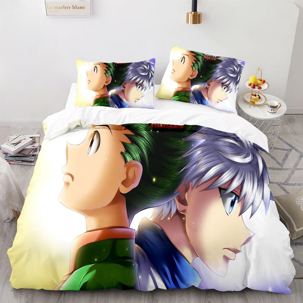 Hunters Killua Gon Freecss Duvet Cover Pillowcase Hunter Hunter Bedding Set Adult Bedroom Decoration Single Double Large Size