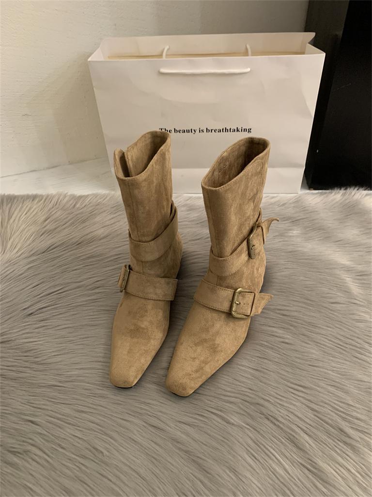 Módní kotníkové boty pro ženy Semišové špičaté módní boty Sexy luxusní dámské zimní boty 2025 Nový designérské šaty Zapatos Mujer Boty