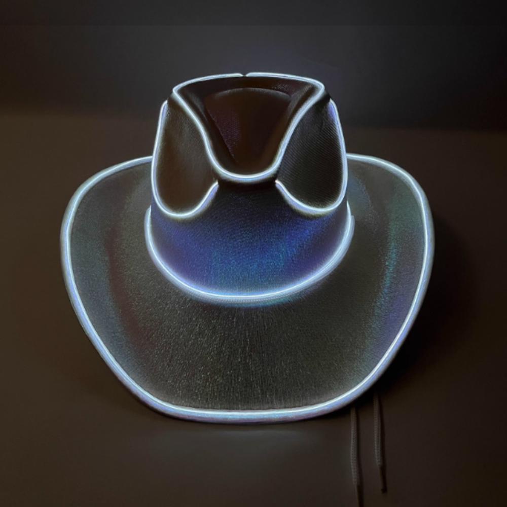 Glowing Decor Supplies Luminous Cowboy Hat LED Pearlescent Cowboy Cap Fashion Neon Light Hat For Party