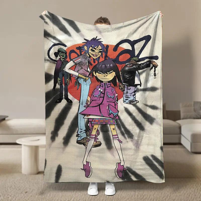 Wirtualny Zespół Rockowy Anime G-Gorillaz Miękkie Kocyki, Koc Grzewczy Komfortowy Koc na Piknik Łóżka Kanapę Domowy Sypialnia