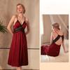 Detachable Chest Pad Summer Ladies Ice Silk Satin Sexy Brdal Long Nightdress