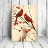 1pc Cardinals & Dog Retro Metal Tin Sign 12x8In 2D Flat Vintage Plaque Indoor Outdoor Wall Decor for Living Room Kitchen