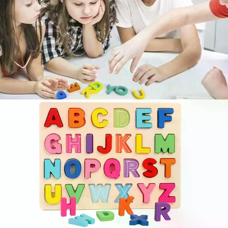 Dětské Alfabetické Aritmetické Číselné Puzzle Dřevěné Montessori Předškolní Učení Vzdělávací Hra Hračka Narozeninové Dárky Pro Děti