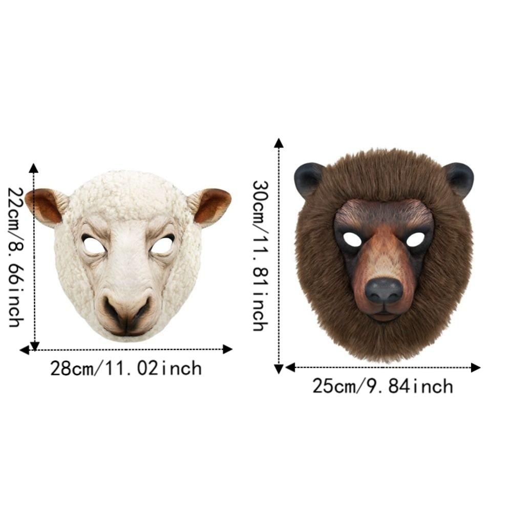 Realistic Animal Face Mask Funny Bear Mask Headdress Sheep Mask Stage Play