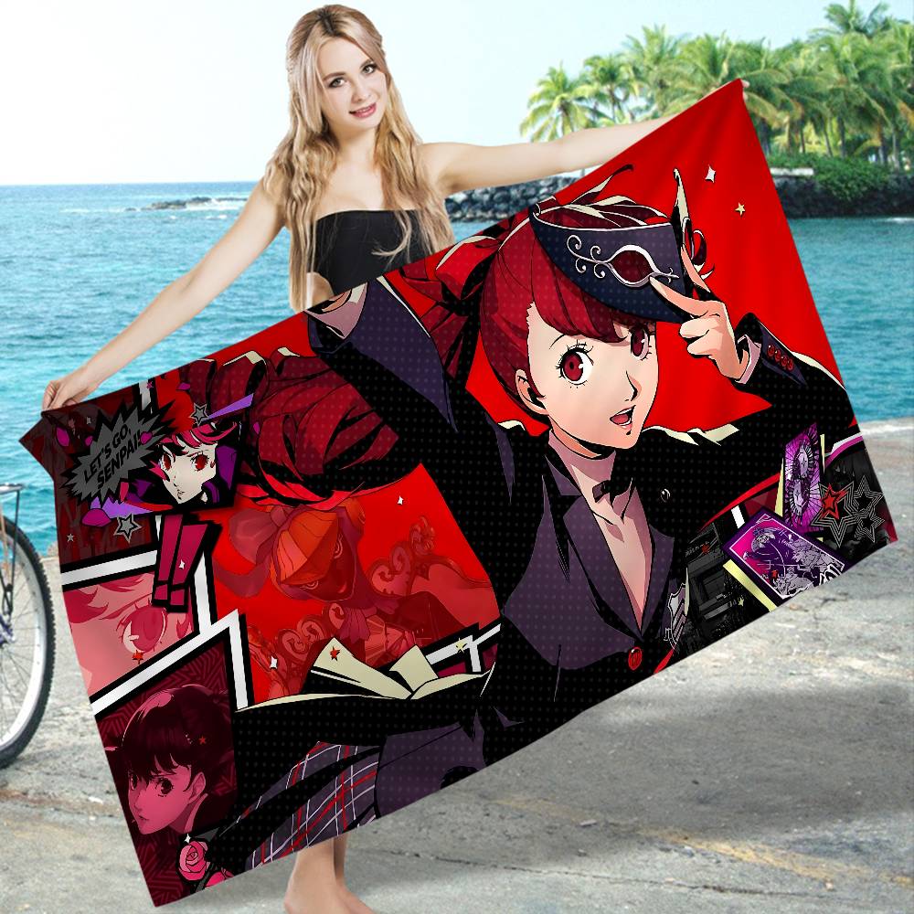Hot Video Game P-Persona 5 Anime Beach Swimming Towel Soft Absorbent Washcloth Children's Gifts for Kids Travel Camping Gym