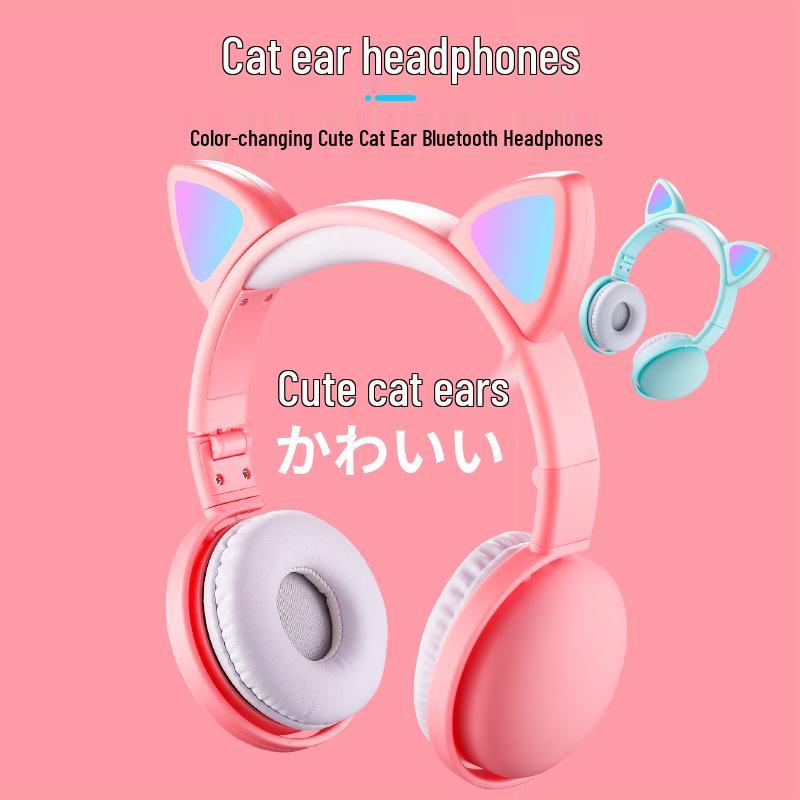 2025 S523 Luminous Cat Ears Bluetooth Headphones: Long Battery Life, No Delay, Wireless, Head-Mounted