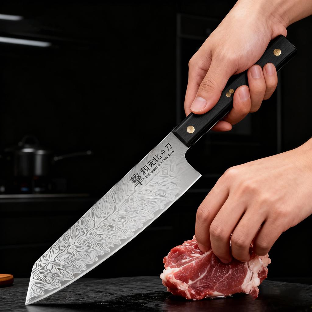Damascus Textured Kitchen Knife, a High-quality Japanese Kitchen Accessory, Is Suitable for Cutting Meat, Vegetables and Fruits