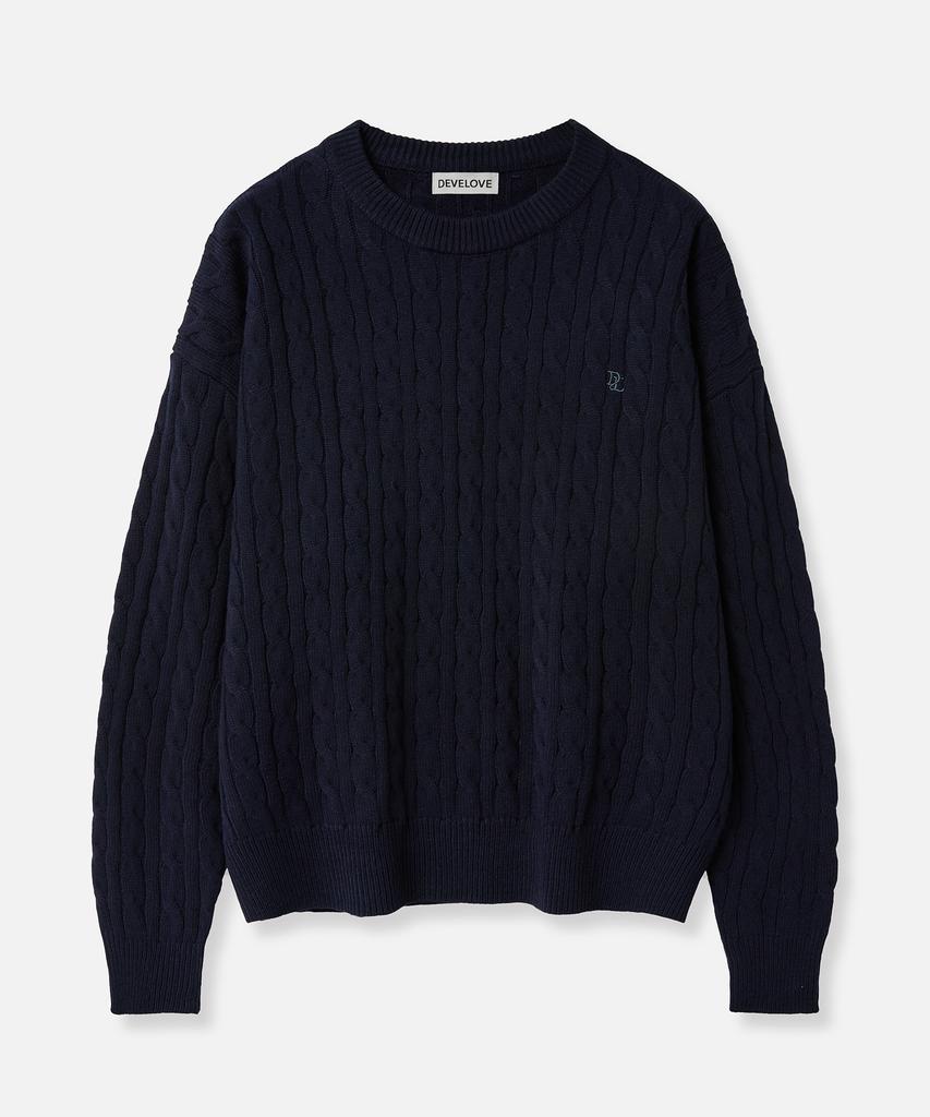 Dibellobeu Soft Round Overfit Cable Knit_Navy