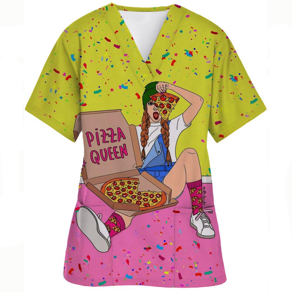 Модная женская медицинская блузка с принтом зубов, униформа медсестры, врача, хирургическая блузка, медицинская футболка для женщин S