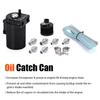 Universal Black Baffled Aluminum Oil Catch Tank Can Reservoir Tank with 11mm/15mm Fittings and Oil Dipstick