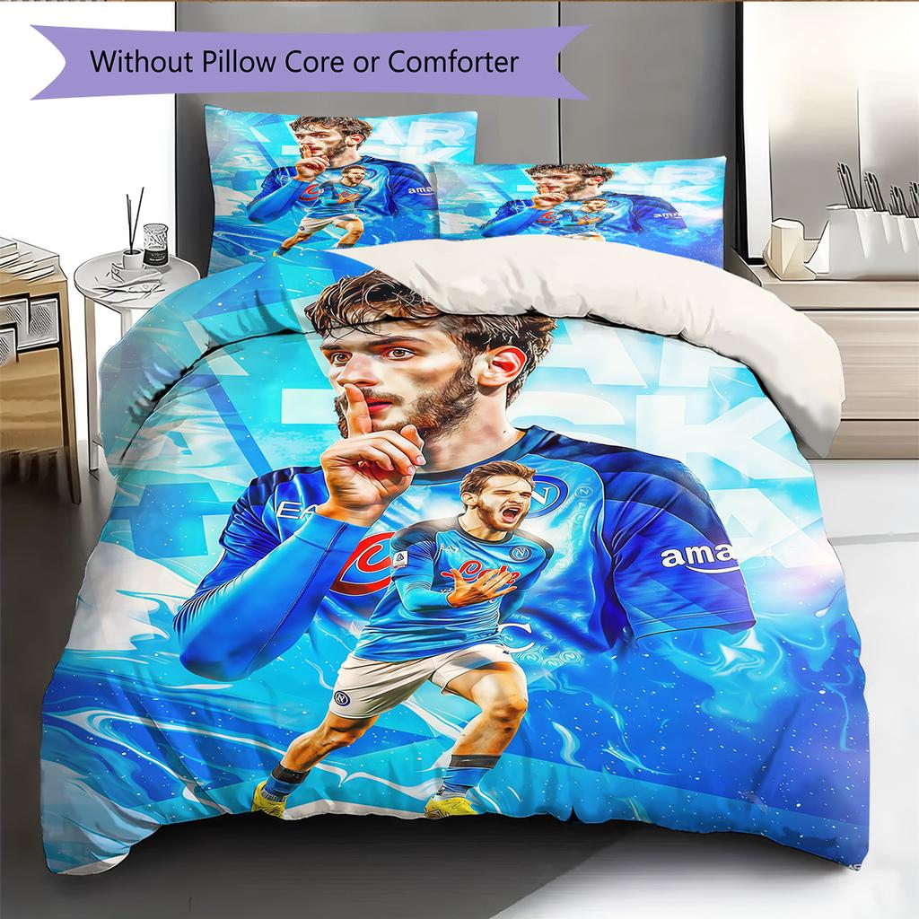 SSC Napoli Pattern Bedding Quilt Set Quilt Cover Pillowcase Home Decoration Birthday Gift (1 * Duvet Cover + 2 * Pillowcase, Without Core)