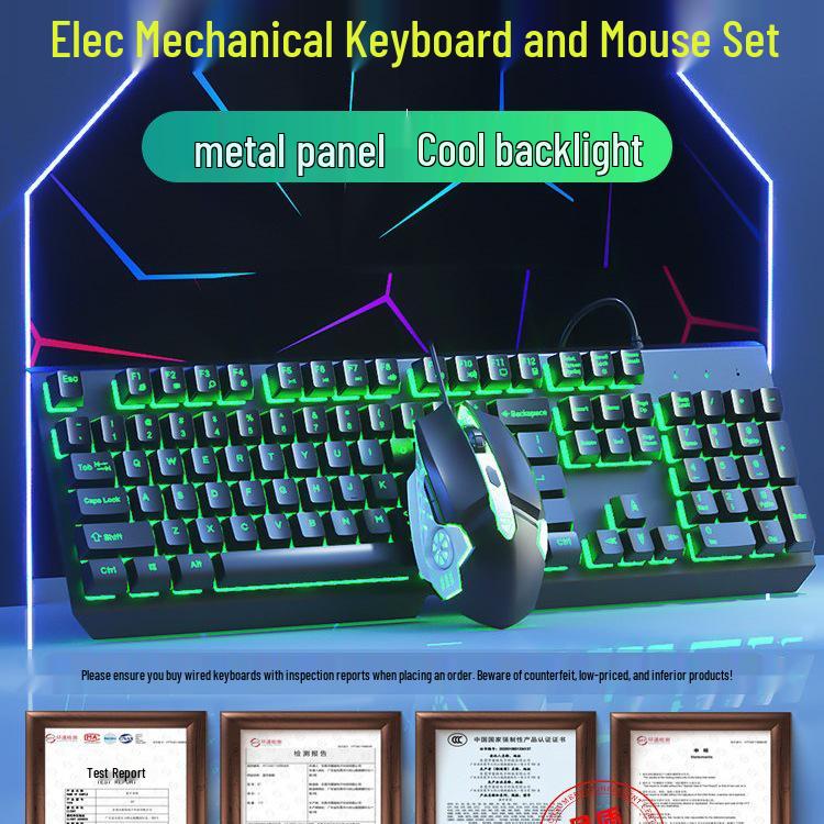 Silent Mechanical-Feel Wired Keyboard and Mouse Set for Desktop, Laptop, Office, and Gaming.