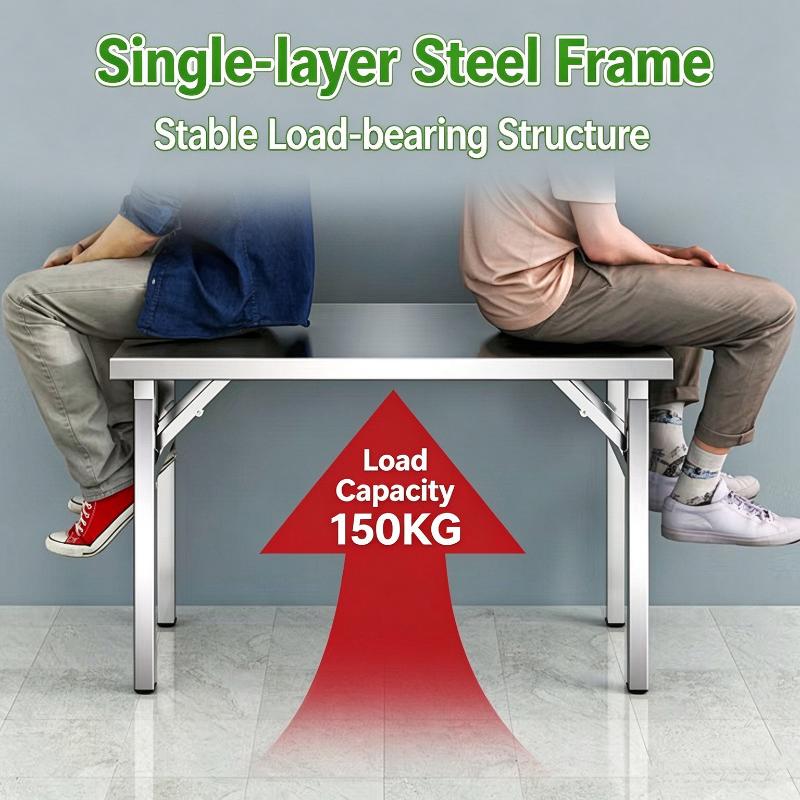 Stainless Steel Folding Table For Home Bbq Kitchen Food Prep Outdoor Bench Table Foldable Dining Table Portable