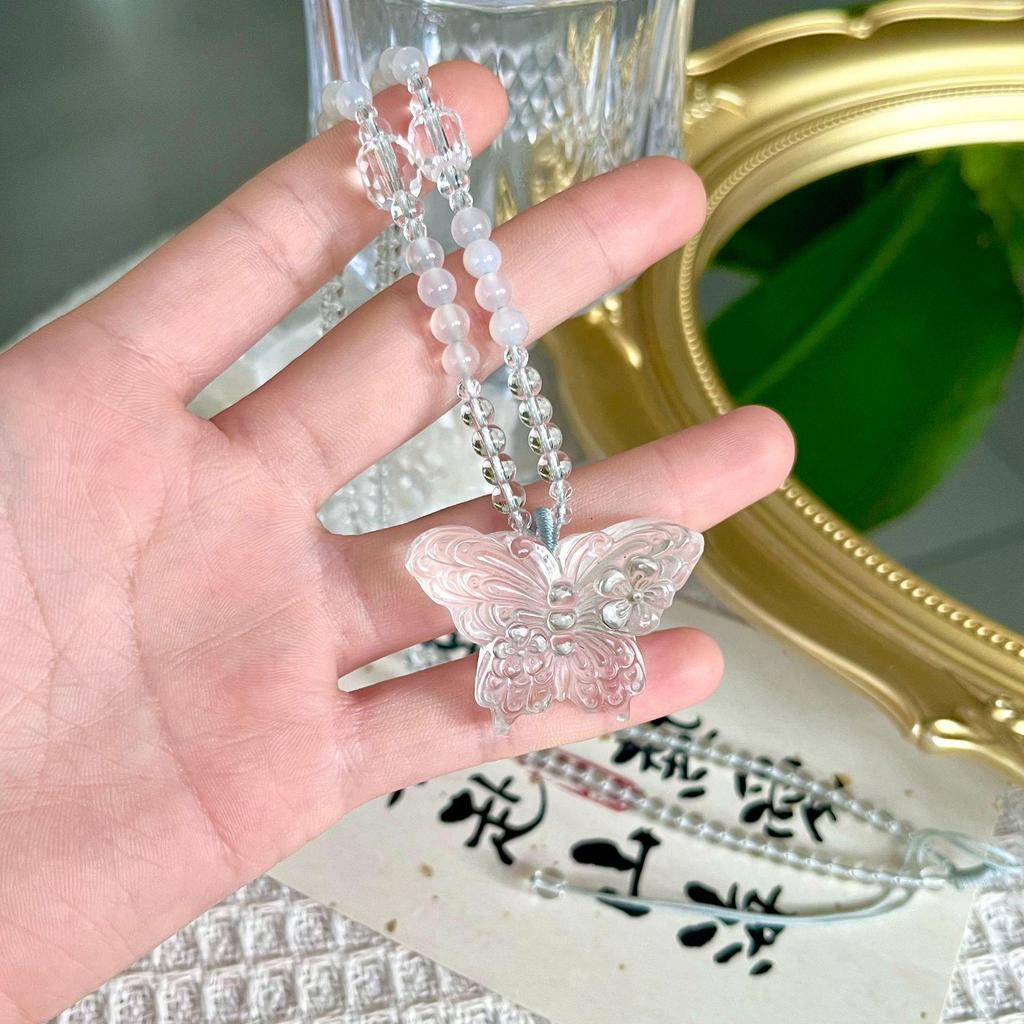 Original Nine-Tailed Fox Pendant Necklace: High-End Natural Crystal Carved Jewelry for Women, Chinese Style